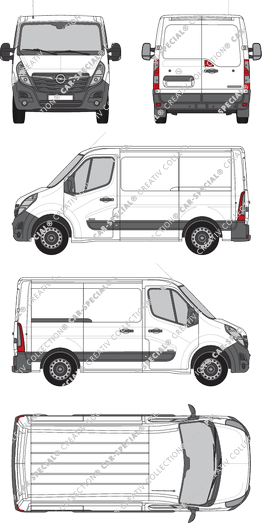 Opel Movano Cargo, FWD, Kastenwagen, L1H1, Rear Wing Doors, 1 Sliding Door (2019)