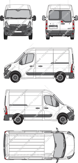 Opel Movano Cargo, FWD, Kastenwagen, L1H2, Heck verglast, Rear Wing Doors, 2 Sliding Doors (2019)