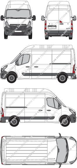 Opel Movano Cargo, FWD, Kastenwagen, L2H3, Rear Wing Doors, 2 Sliding Doors (2019)