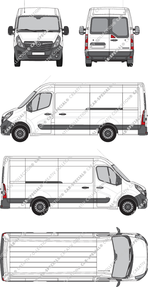 Opel Movano Cargo, RWD, Kastenwagen, L3H2, Heck verglast, Rear Wing Doors, 2 Sliding Doors (2019)