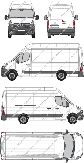 Opel Movano Cargo, RWD, Kastenwagen, L3H3, Rear Wing Doors, 1 Sliding Door (2019)