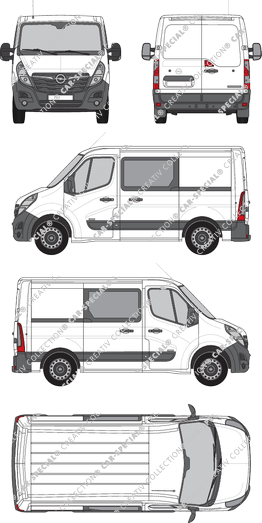 Opel Movano Cargo, FWD, Kastenwagen, L1H1, Doppelkabine, Rear Wing Doors, 2 Sliding Doors (2019)