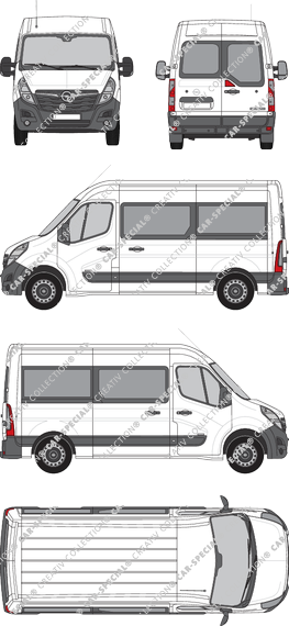Opel Movano Combi, Kleinbus, L2H2, Rear Wing Doors, 2 Sliding Doors (2019)