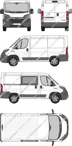 Opel Movano Cargo, Kastenwagen, L1H1, rechts teilverglast, Rear Wing Doors, 1 Sliding Door (2021)