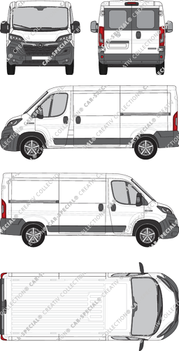 Opel Movano Cargo, Kastenwagen, L2H1, Heck verglast, Rear Wing Doors, 2 Sliding Doors (2021)