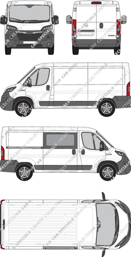 Opel Movano Cargo, Kastenwagen, L2H1, rechts teilverglast, Rear Wing Doors, 1 Sliding Door (2021)