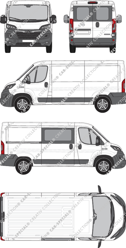 Opel Movano Cargo, Kastenwagen, L2H1, Heck verglast, rechts teilverglast, Rear Wing Doors, 1 Sliding Door (2021)