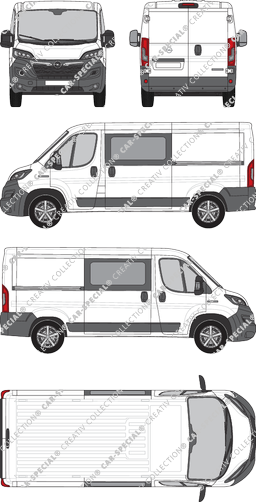 Opel Movano Cargo, Kastenwagen, L2H1, Doppelkabine, Rear Wing Doors, 2 Sliding Doors (2021)