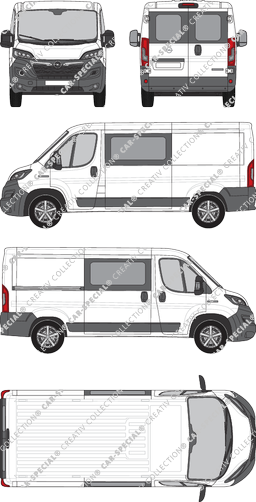 Opel Movano Cargo, Kastenwagen, L2H1, Heck verglast, Doppelkabine, Rear Wing Doors, 1 Sliding Door (2021)