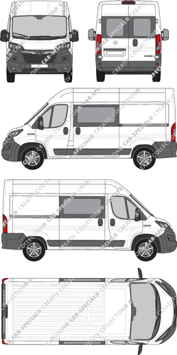 Opel Movano Cargo, Kastenwagen, L2H2, Heck verglast, Doppelkabine, Rear Wing Doors, 2 Sliding Doors (2021)