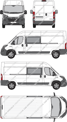 Opel Movano Cargo, Kastenwagen, L3H2, Doppelkabine, Rear Wing Doors, 2 Sliding Doors (2021)