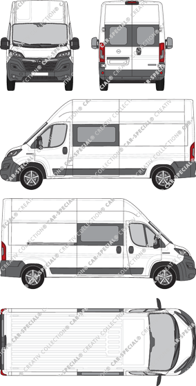 Opel Movano Cargo, Kastenwagen, L3H3, Heck verglast, Doppelkabine, Rear Wing Doors, 1 Sliding Door (2021)
