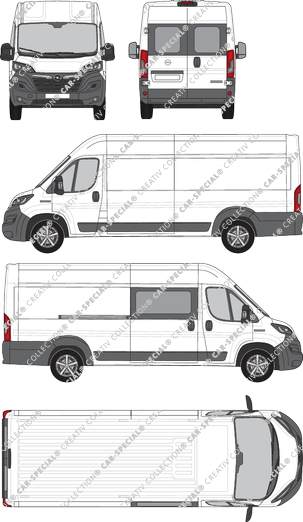 Opel Movano Cargo, Kastenwagen, L4H2, Heck verglast, rechts teilverglast, Rear Wing Doors, 1 Sliding Door (2021)