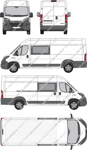 Opel Movano Cargo, Kastenwagen, L4H2, Doppelkabine, Rear Wing Doors, 1 Sliding Door (2021)