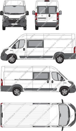 Opel Movano Cargo, Kastenwagen, L4H2, Heck verglast, Doppelkabine, Rear Wing Doors, 1 Sliding Door (2021)
