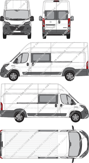 Opel Movano Cargo, Kastenwagen, L4H3, Heck verglast, Doppelkabine, Rear Wing Doors, 2 Sliding Doors (2021)