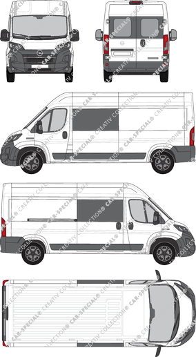 Opel Movano, Kastenwagen, L3H2, Heck verglast, Doppelkabine, Rear Wing Doors, 1 Sliding Door (2024)