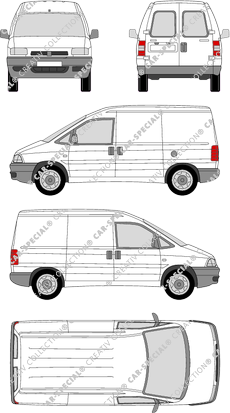 Peugeot Expert, Kastenwagen, Heck verglast, Rear Wing Doors, 2 Sliding Doors (1995)