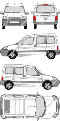 Peugeot Partner, Kleinbus, verglast, Rear Flap, 2 Sliding Doors (2002)