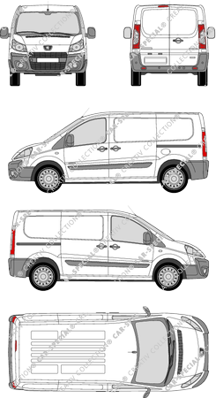 Peugeot Expert, van/transporter, L1H1, Rear Wing Doors, 2 Sliding Doors (2007)