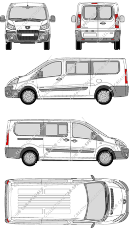 Peugeot Expert, minibus, L2H1, Rear Wing Doors, 1 Sliding Door (2007)
