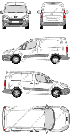 Peugeot Partner, Kastenwagen, L2, Rear Flap, 1 Sliding Door (2008)