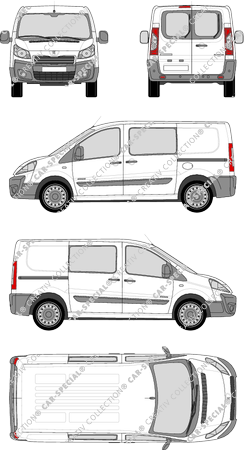 Peugeot Expert, Kastenwagen, L1H1, Heck verglast, Doppelkabine, Rear Wing Doors, 2 Sliding Doors (2012)