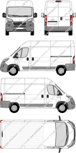 Peugeot Boxer, van/transporter, L2H2, Rear Wing Doors, 2 Sliding Doors (2014)