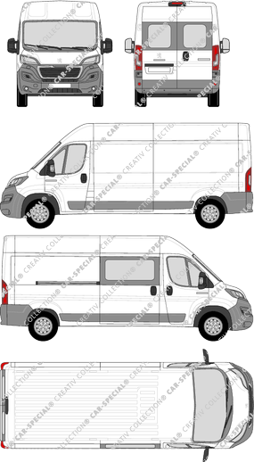 Peugeot Boxer, furgón, L3H2, Heck verglast, rechts teilverglast, Rear Wing Doors, 1 Sliding Door (2014)