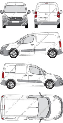 Peugeot Partner, Kastenwagen, L1, Rear Wing Doors, 1 Sliding Door (2015)