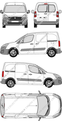 Peugeot Partner, Kastenwagen, L1, Heck verglast, Rear Wing Doors, 2 Sliding Doors (2015)