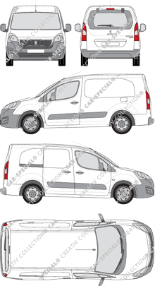 Peugeot Partner, Kastenwagen, L2, Heck verglast, Rear Flap, 1 Sliding Door (2015)