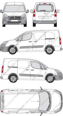 Peugeot Partner, Kastenwagen, L2, Heck verglast, Rear Flap, 2 Sliding Doors (2015)