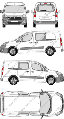 Peugeot Partner, Kastenwagen, L2, Heck verglast, Doppelkabine, Rear Flap, 2 Sliding Doors (2015)