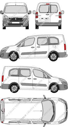 Peugeot Partner, Hochdachkombi, L2, Rear Wing Doors, 2 Sliding Doors (2015)