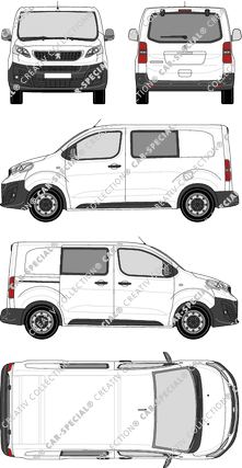 Peugeot Expert, Kastenwagen, Compact, Heck verglast, Doppelkabine, Rear Flap, 1 Sliding Door (2016)
