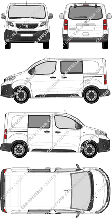 Peugeot Expert, Kastenwagen, Compact, Heck verglast, Doppelkabine, Rear Flap, 2 Sliding Doors (2016)