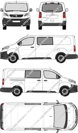 Peugeot Expert, Kastenwagen, lang, Heck verglast, Doppelkabine, Rear Flap, 1 Sliding Door (2016)