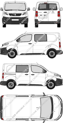 Peugeot Expert, Kastenwagen, Compact, Heck verglast, Doppelkabine, Rear Wing Doors, 1 Sliding Door (2016)