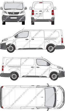 Peugeot Expert, Kastenwagen, lang, Rear Wing Doors, 2 Sliding Doors (2016)