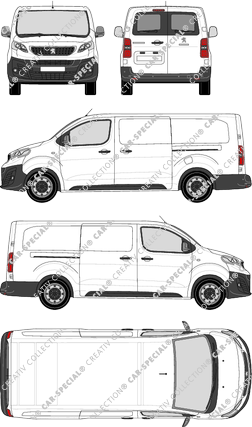 Peugeot Expert, Kastenwagen, lang, Heck verglast, Rear Wing Doors, 2 Sliding Doors (2016)