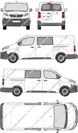 Peugeot Expert, Kastenwagen, lang, Heck verglast, Doppelkabine, Rear Wing Doors, 2 Sliding Doors (2016)