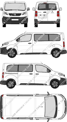 Peugeot Expert, Kleinbus, Standard, Rear Wing Doors, 1 Sliding Door (2016)
