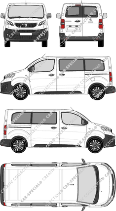 Peugeot Expert, Kleinbus, Standard, Rear Wing Doors, 2 Sliding Doors (2016)