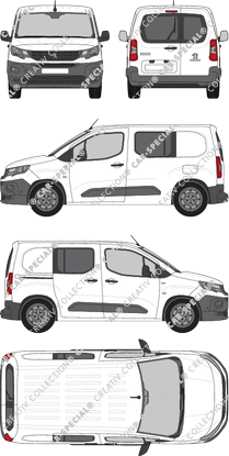 Peugeot Partner, Kastenwagen, L1, Heck verglast, Doppelkabine, Rear Wing Doors, 1 Sliding Door (2018)