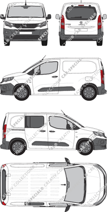 Peugeot Partner, Kastenwagen, L1, Heck verglast, rechts teilverglast, Rear Flap, 1 Sliding Door (2018)