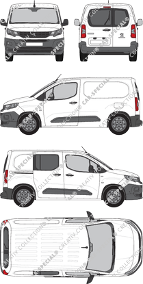 Peugeot Partner, Kastenwagen, L1, Heck verglast, rechts teilverglast, Rear Wing Doors, 1 Sliding Door (2018)