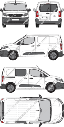 Peugeot Partner, Kastenwagen, L1, Heck verglast, rechts teilverglast, Rear Wing Doors, 2 Sliding Doors (2018)