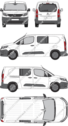 Peugeot Partner, Kastenwagen, L2, Heck verglast, Doppelkabine, Rear Flap, 1 Sliding Door (2018)