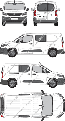 Peugeot Partner, Kastenwagen, L2, Heck verglast, Doppelkabine, Rear Wing Doors, 1 Sliding Door (2018)